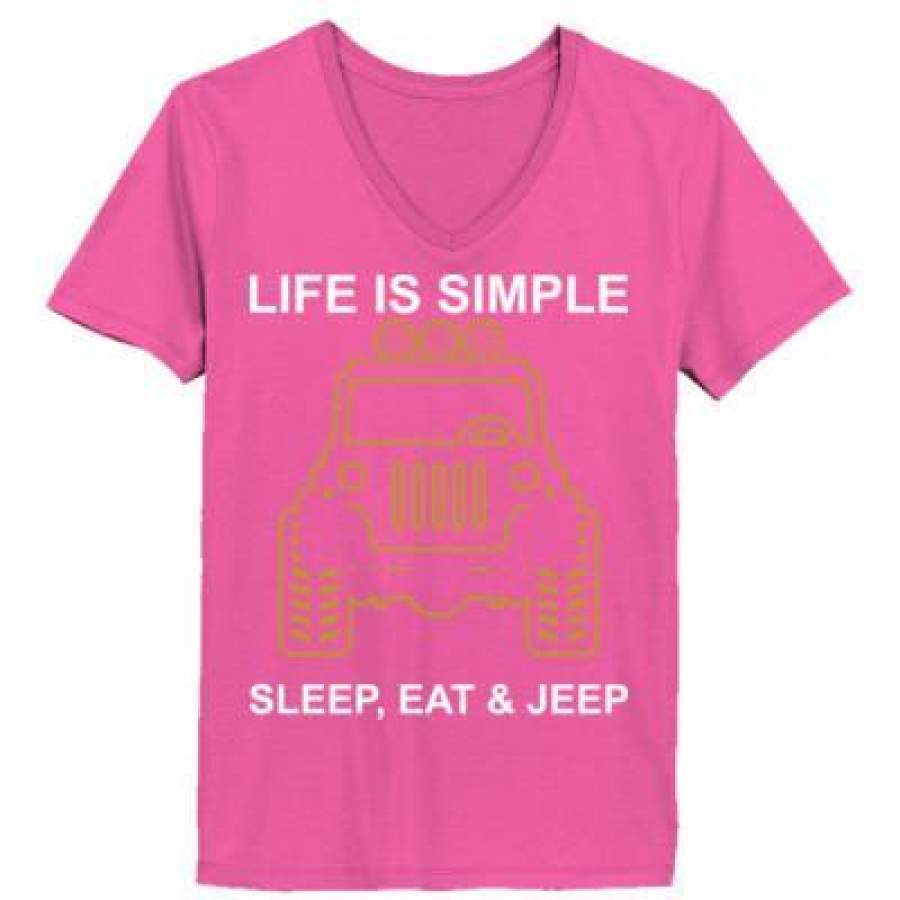 agr-life-is-simple-sleep-eat-and-jeep-ladies-v-neck-t-shirt