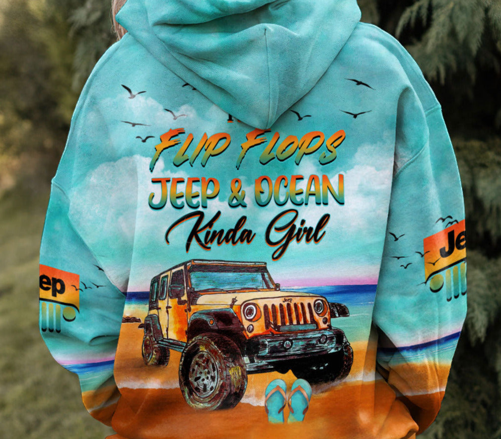 Flip Flops Jeep Ocean Kinda Girl Sky Hoodie