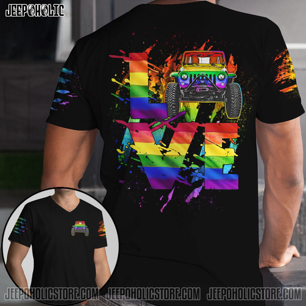 Jeep Love Rainbow Couple All Over Print