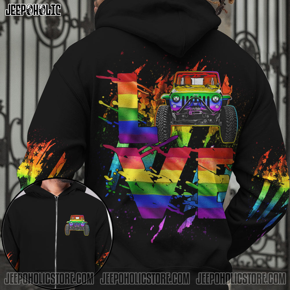 Jeep Love Rainbow Couple All Over Print