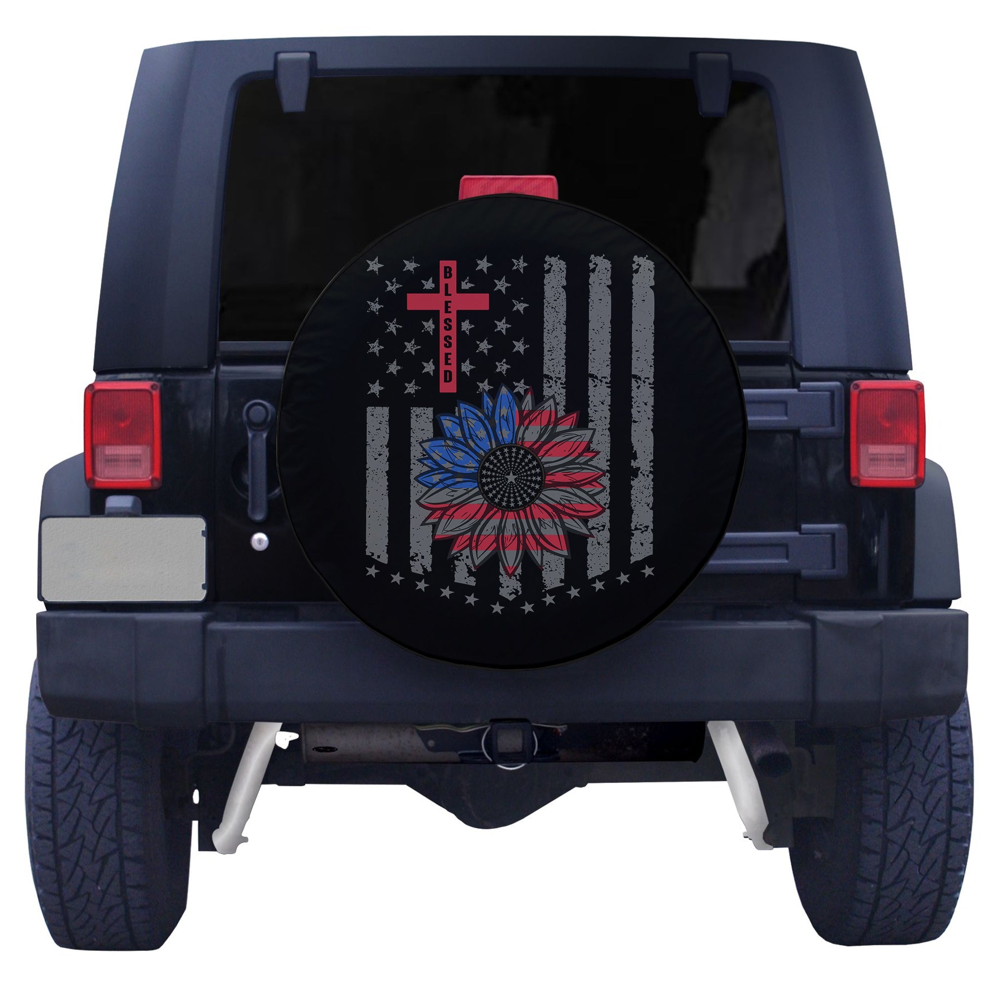 America Sunflower Flag Spare Tire Cover - LT12