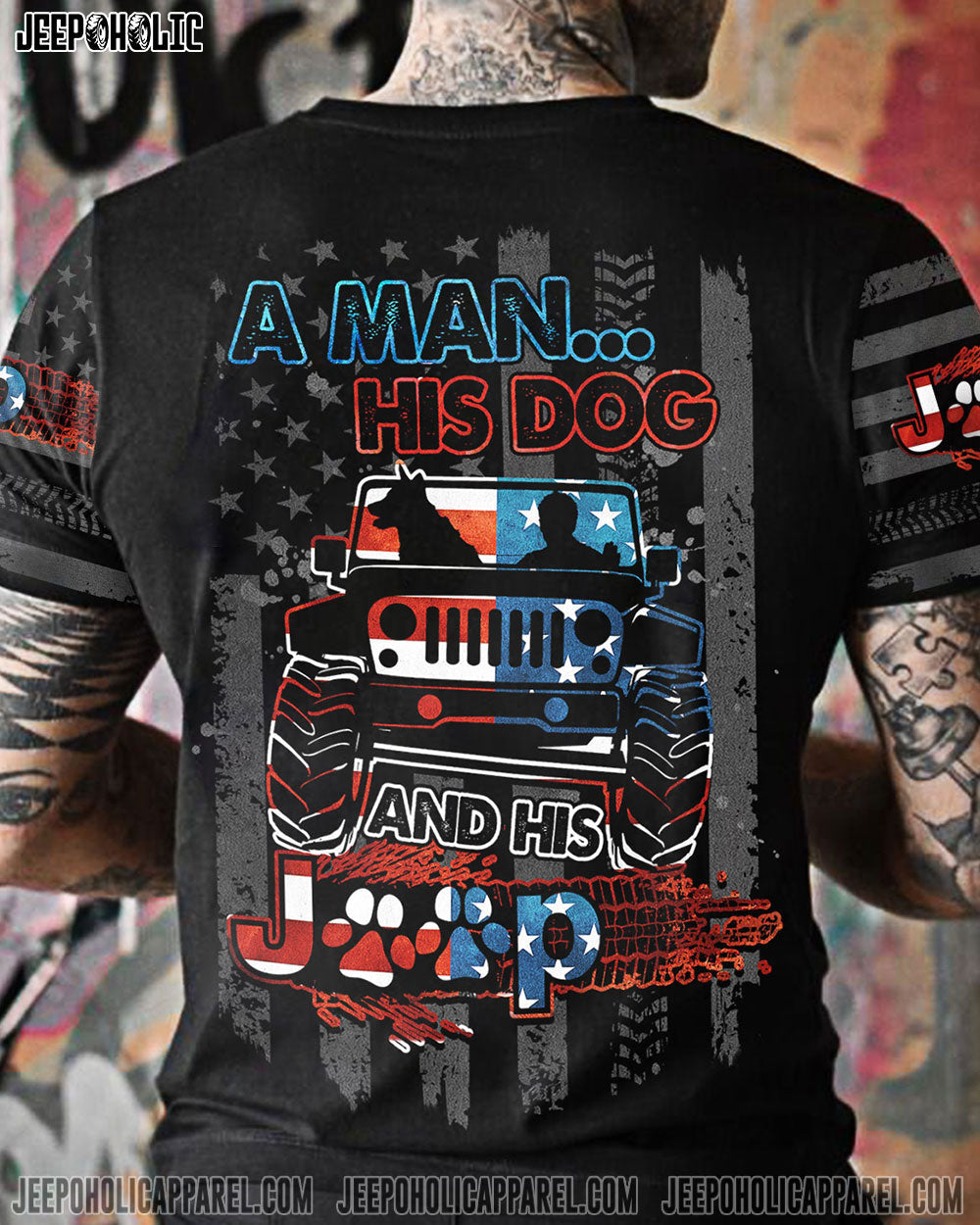 A Man His Dog And His Jeep All Over Print