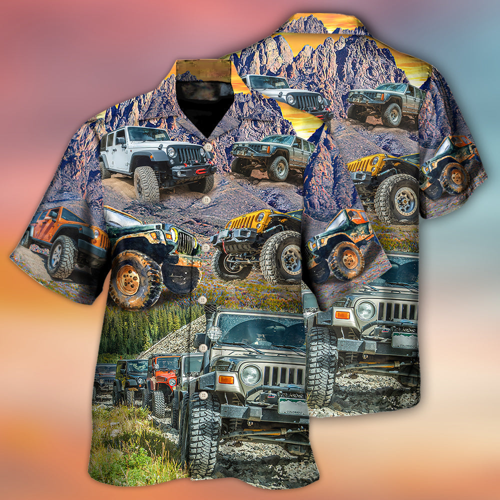 jeep-in-the-mountain-sunset-vintage-art-style-hawaiian-shirt