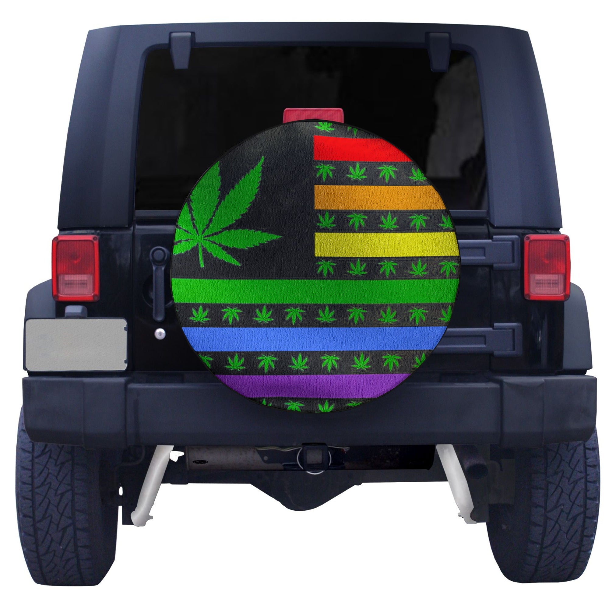 LGBT Rainbow Marijuana USA Spare Tire Cover - LT12