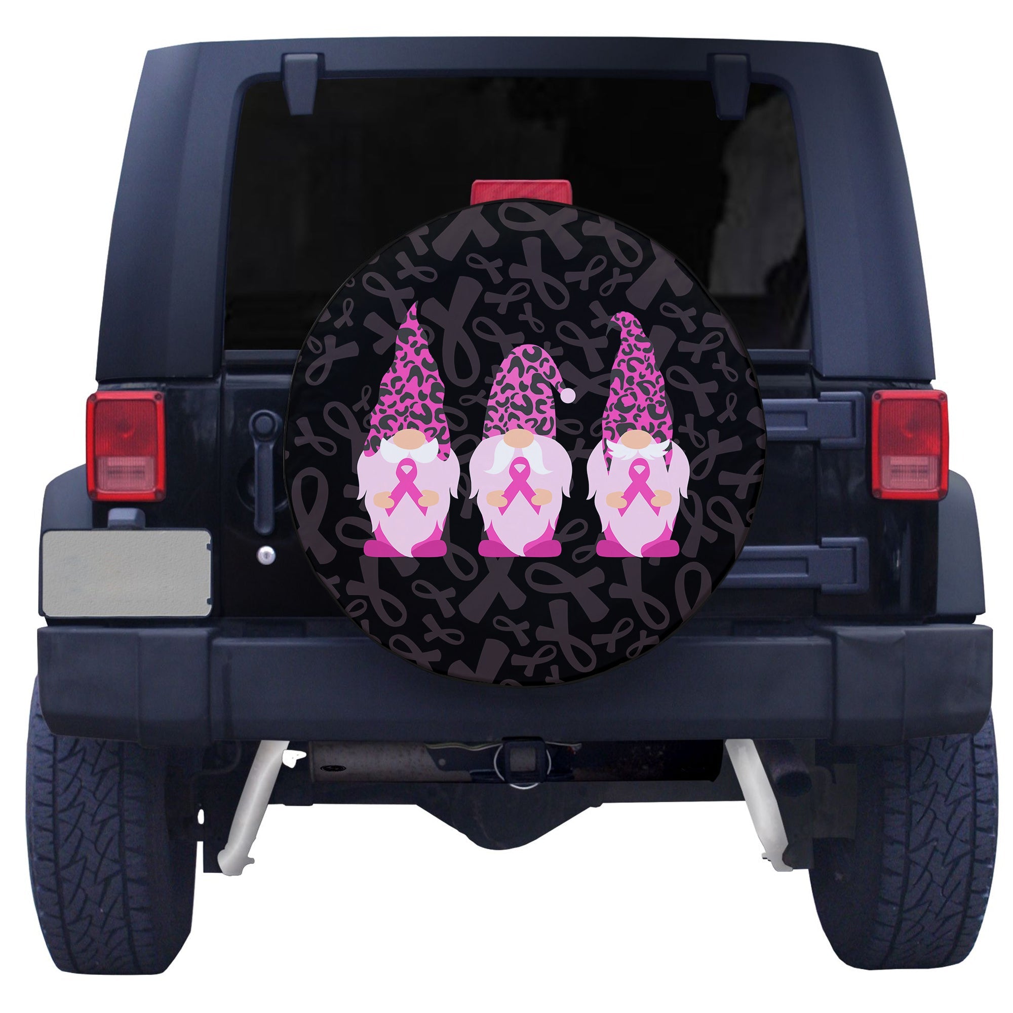 Breast Cancer Stop Cancer Fight Cancer Gnomes With Pink Ribbon Spare Tire Cover - LT12