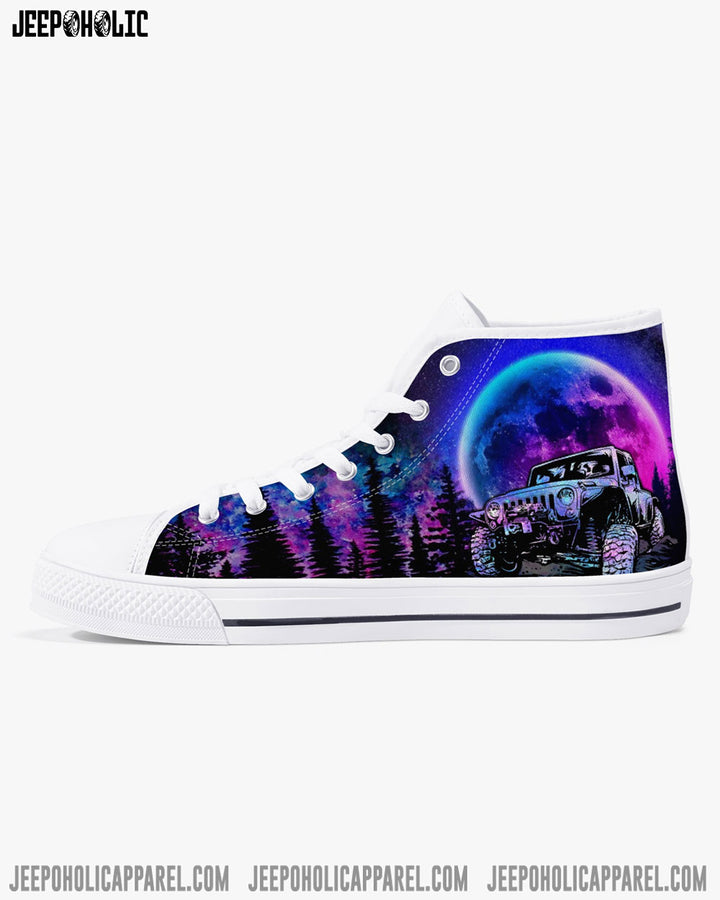 Jeep Not All Who Wander Are Lost Purple Forest High Top Canvas Shoes