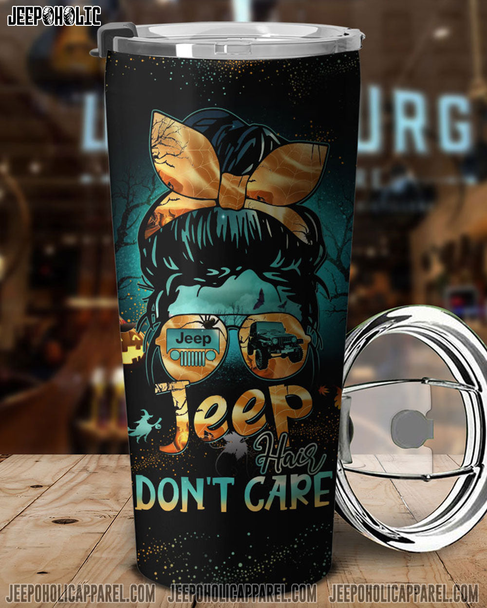 Personalized Jeep Hair Don't Care Halloween Tumbler