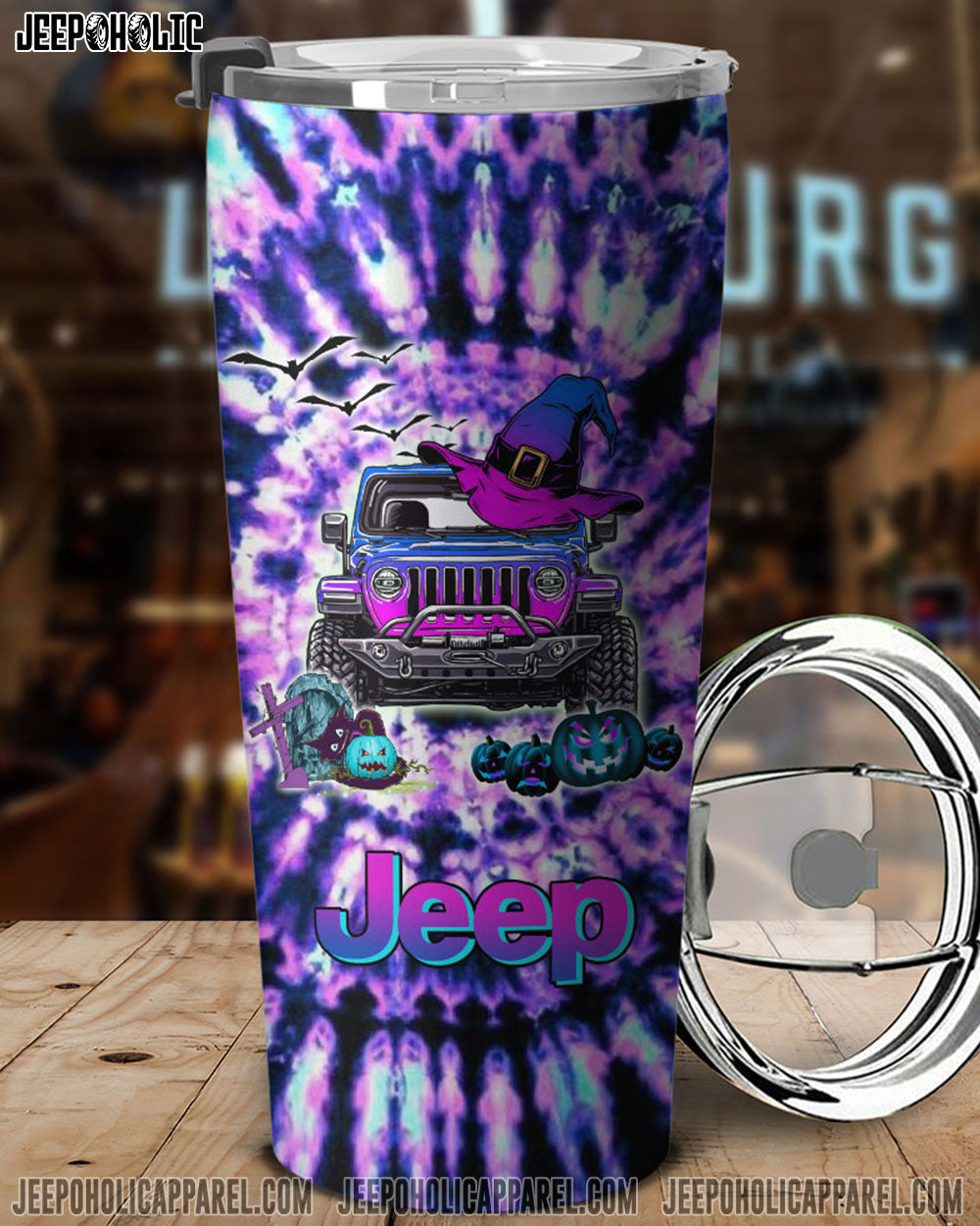 Personalized Jeep Halloween Tie Dye Tumbler