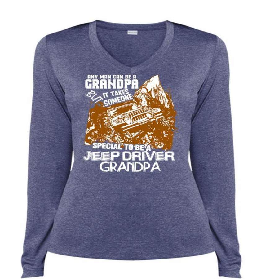 any-man-can-be-a-grandpa-t-shirt-special-to-be-a-jeep-driver-grandpa-t-shirt-cool-shirt-ladies-ls-heather-v-neck