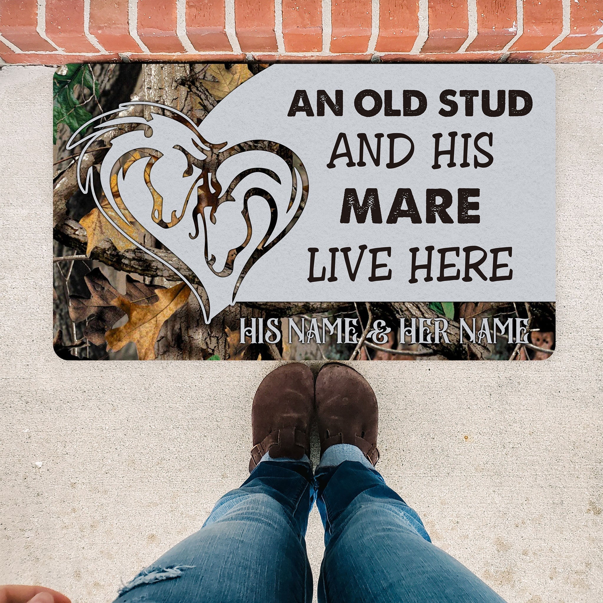 an-old-stud-and-his-mare-live-here-custom-horse-couple-camo-doormat-horse-doormat-fishing-door-mats