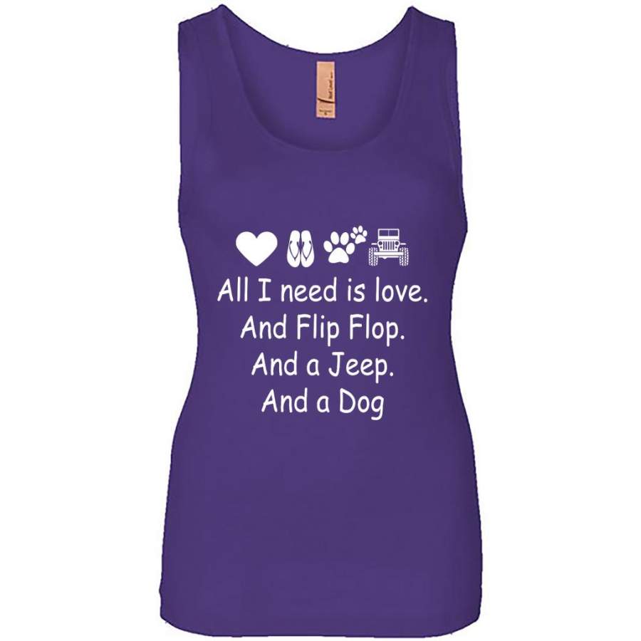 all-i-need-is-love-and-flip-flops-and-a-jeep-and-a-dog-womens-jersey-tank