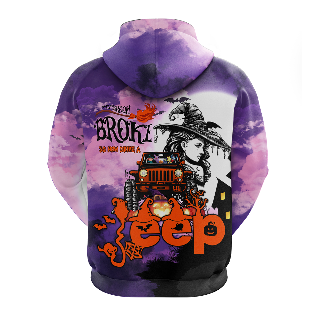 My Broom Broke So Now Drive A Jeep Halloween Hoodie - LT2