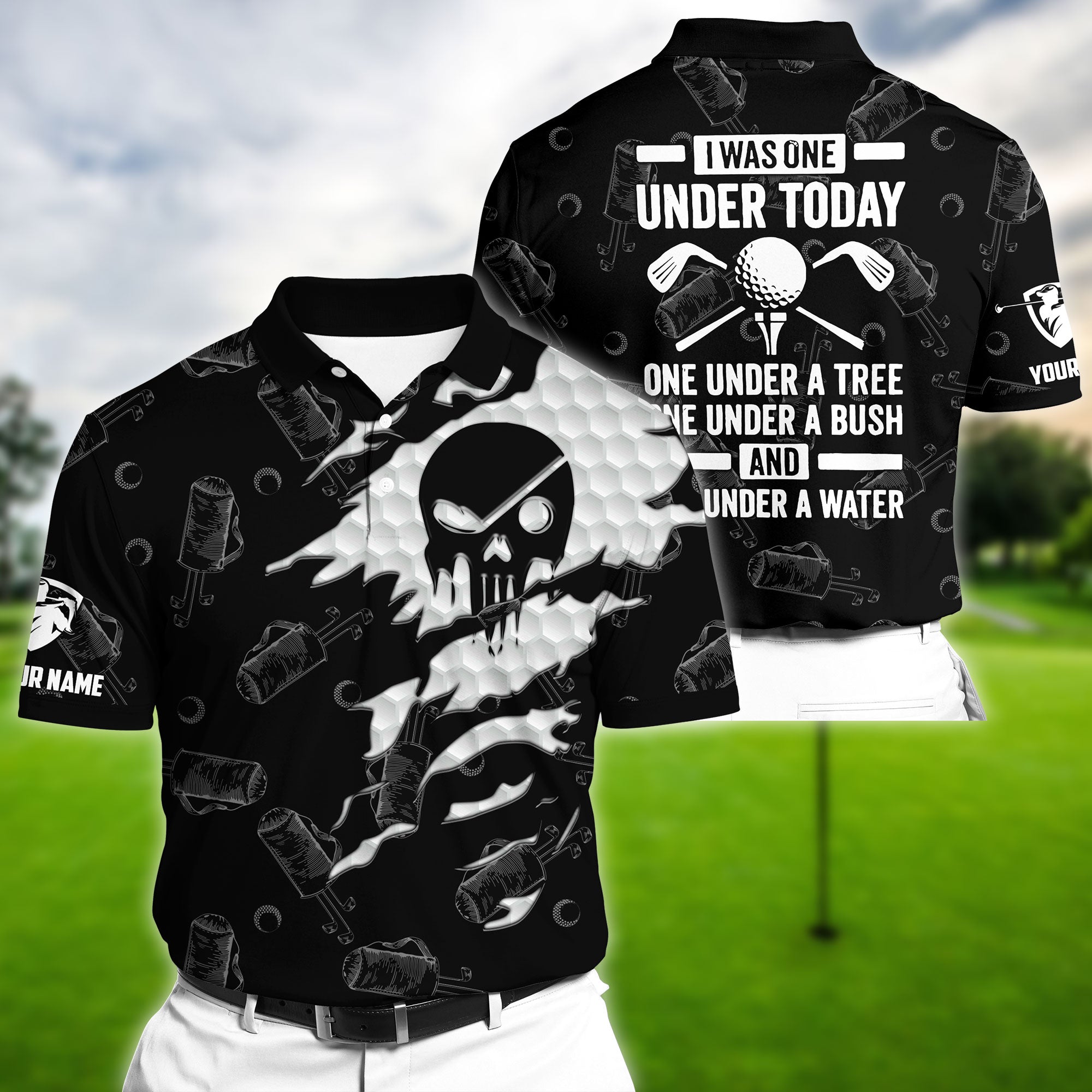 Premium Unique Skull Black Golf Polo Shirts Personalized