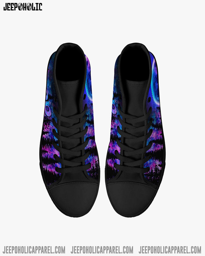 Jeep Not All Who Wander Are Lost Purple Forest High Top Canvas Shoes