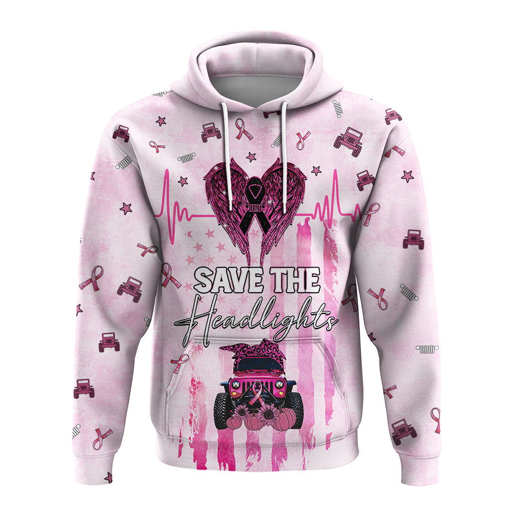 Jeep Heartbeat Breast Cancer Hoodie Save The Headlights Pink LT4