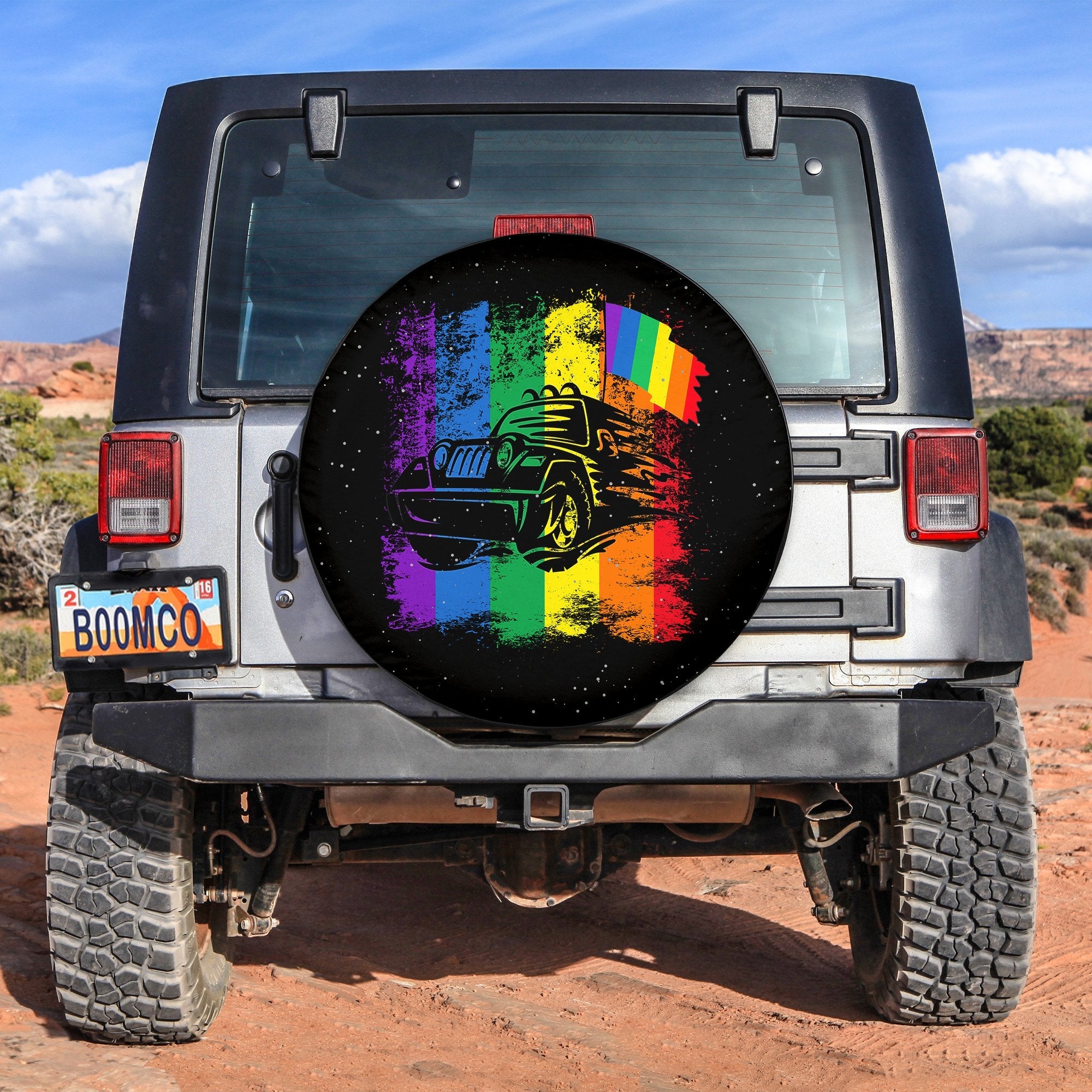 Jeep Skull LGBT Galaxy Spare Tire Cover Ver2 