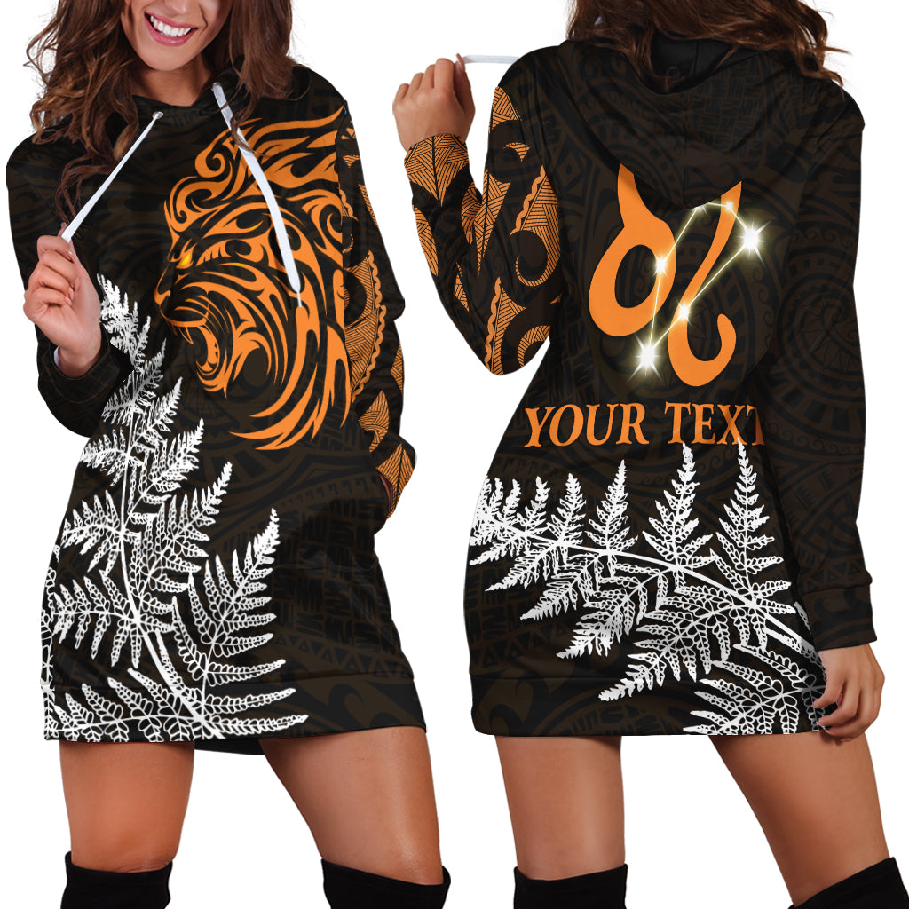 custom-personalised-leo-zodiac-style-maori-hoodie-dress-orange-lion-lt13