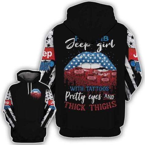 F-Bomb Jeep Girl American Lips Hoodie – Tank Top – Legging 3D