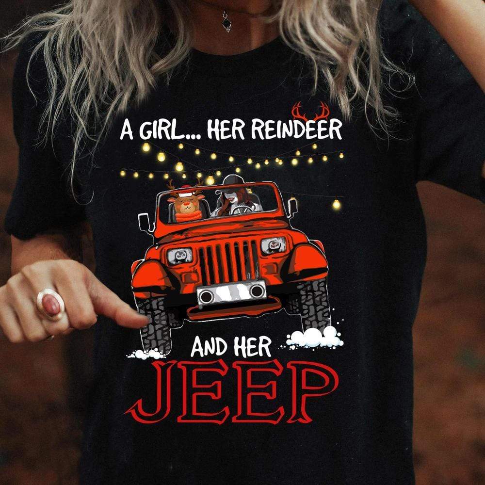 a-girl-her-reindeer-and-jeep-girl-unisex-t-shirt