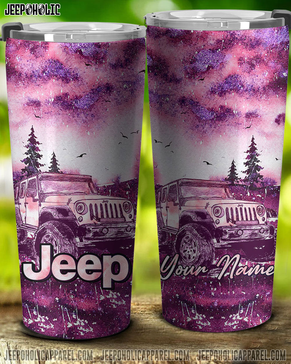 Personalized Jeep Forest Art Tumbler