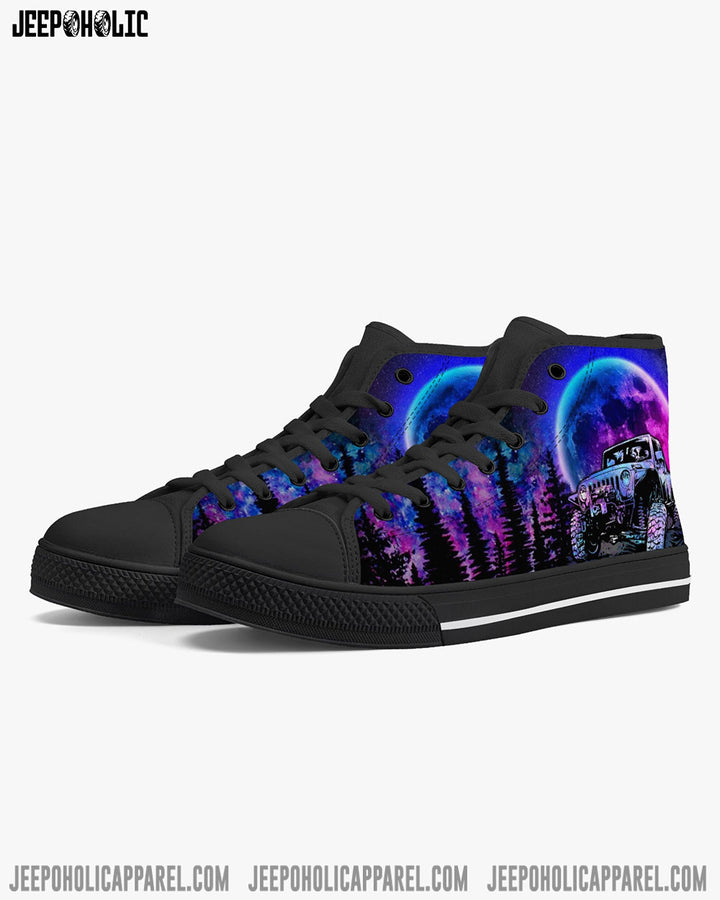 Jeep Not All Who Wander Are Lost Purple Forest High Top Canvas Shoes