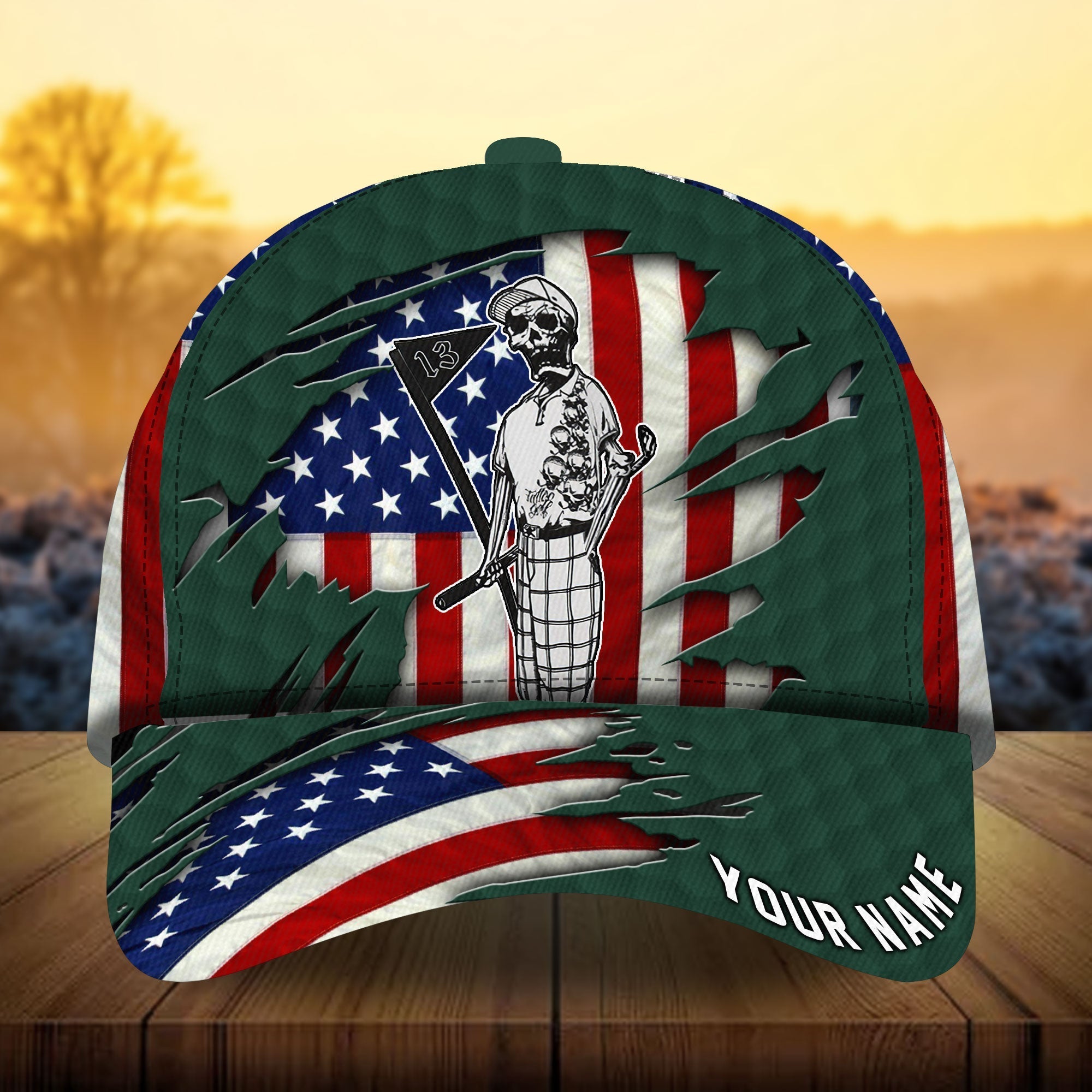 Premium Skull America Skull Golf Lover Golfer Cap Golfing Cap 3D Multicolor Personalized