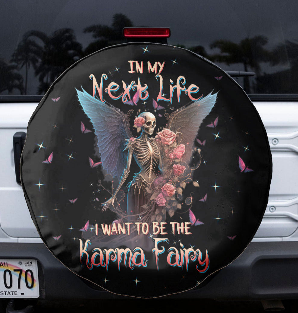 Karma Fairy Skull Skeleton Rose Automotive Spare Tire Cover