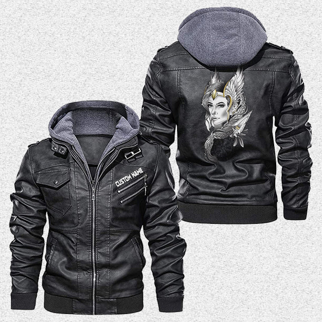 custom-personalised-viking-leather-jacket-beautiful-shaman-girl-with-angel-wings