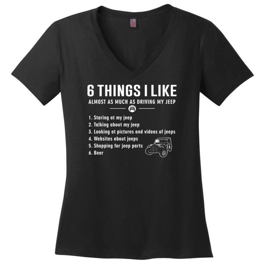 6-things-i-like-almost-as-much-as-driving-my-jeep-t-shirt-ladies-v-neck