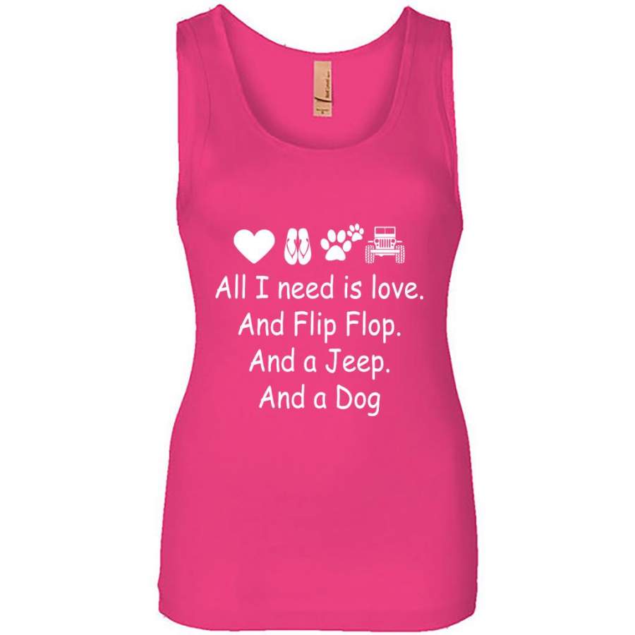 all-i-need-is-love-and-flip-flops-and-a-jeep-and-a-dog-womens-jersey-tank