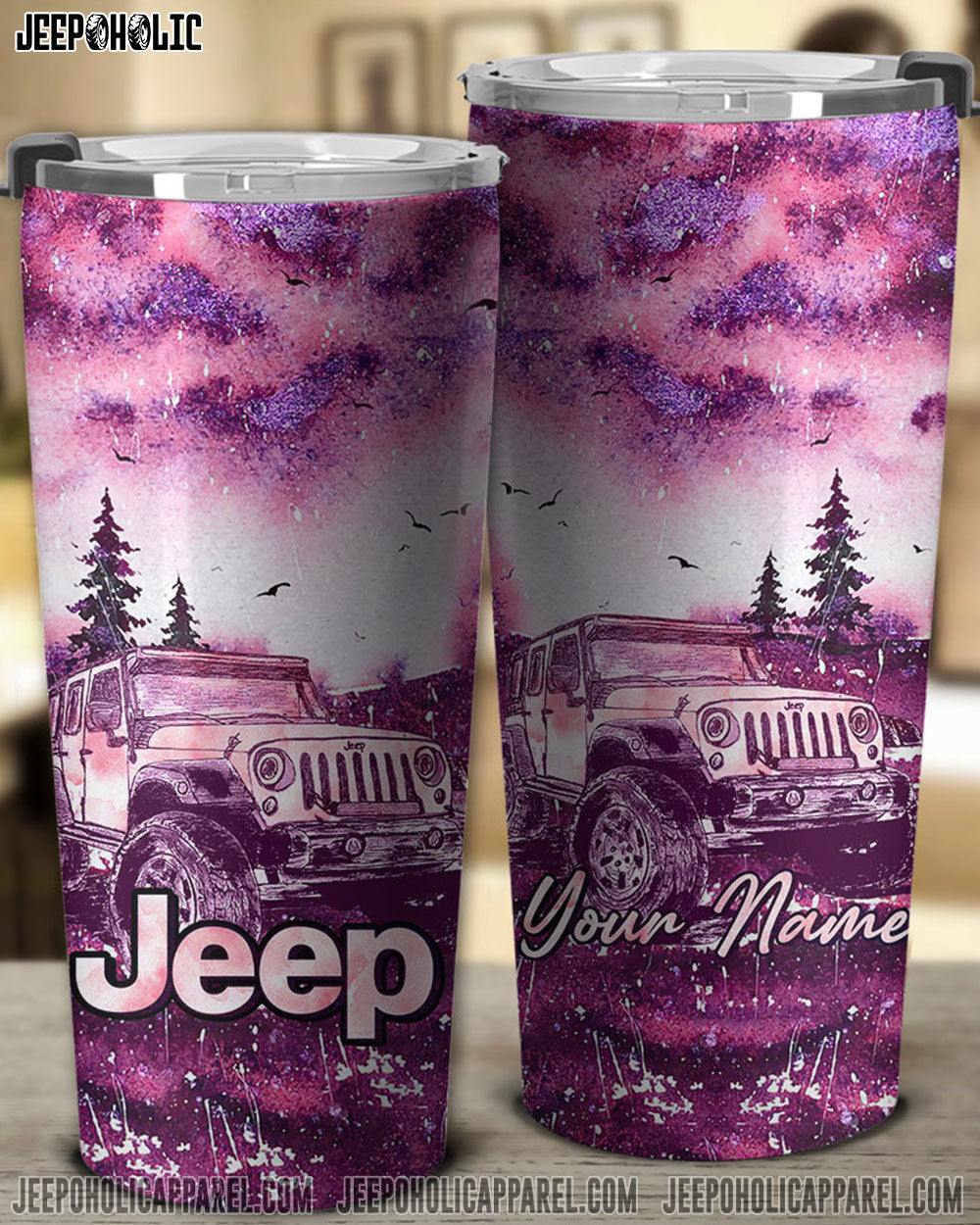 Personalized Jeep Forest Art Tumbler