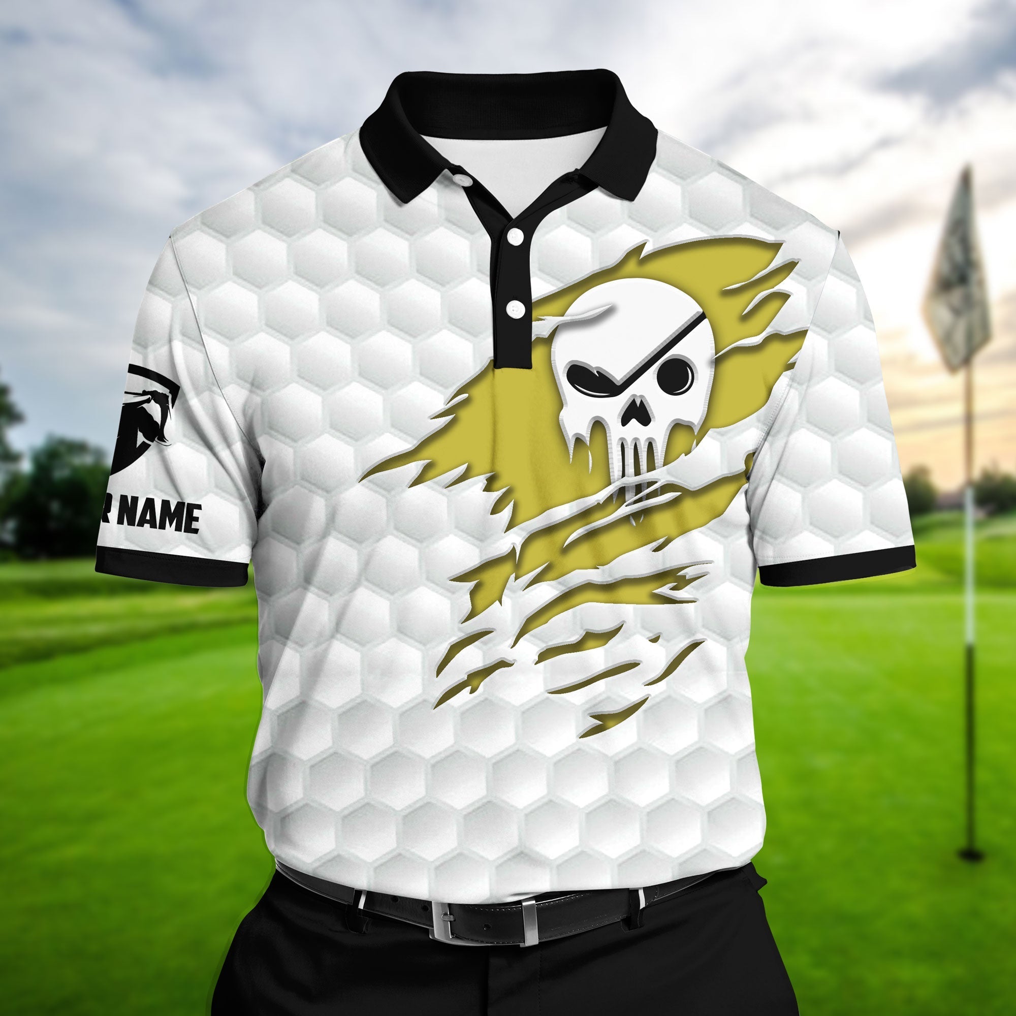 Premium Cool Golf Skull In My Heart Golf Polo Shirts Multicolored Personalized