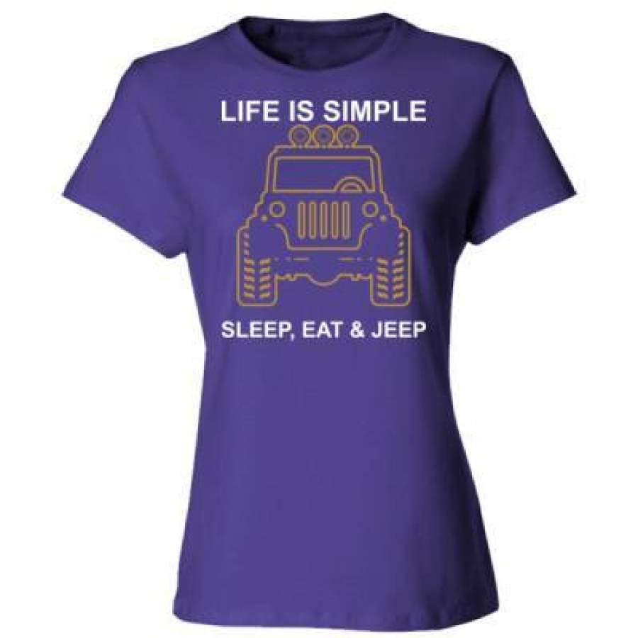 agr-life-is-simple-sleep-eat-and-jeep-ladies-cotton-t-shirt