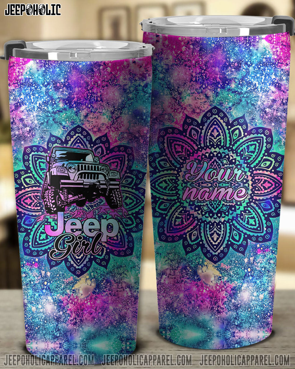 Personalized Jeep Girl Mandala Galaxy Tumbler