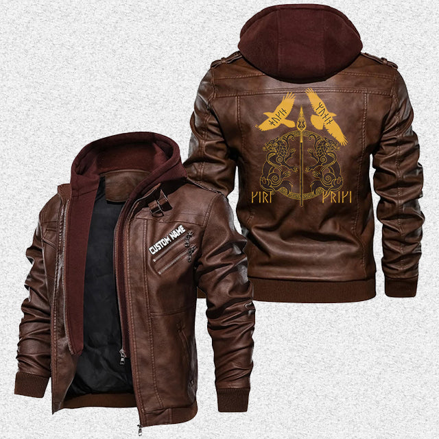 custom-personalised-viking-leather-jacket-gold-viking-wolf-and-raven