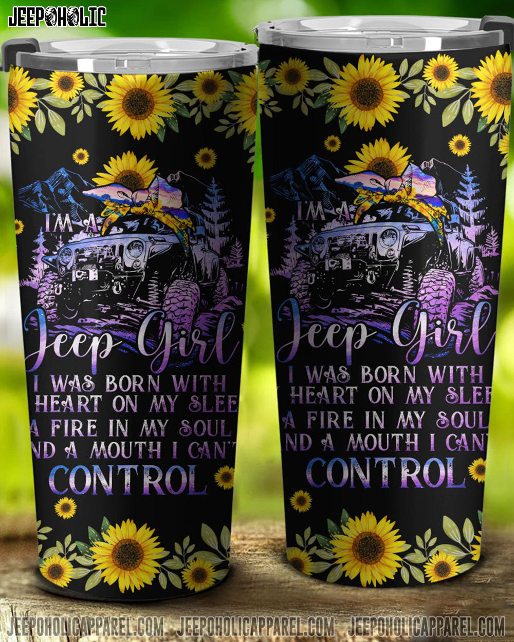 I'm A Jeep Girl Purple Sunflower Tumbler