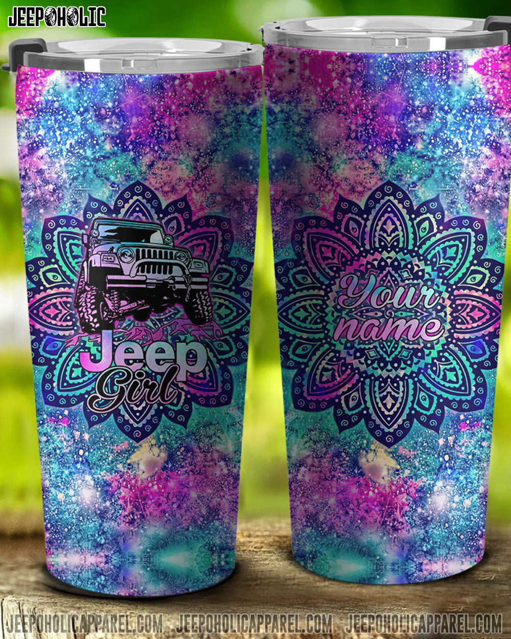 Personalized Jeep Girl Mandala Galaxy Tumbler