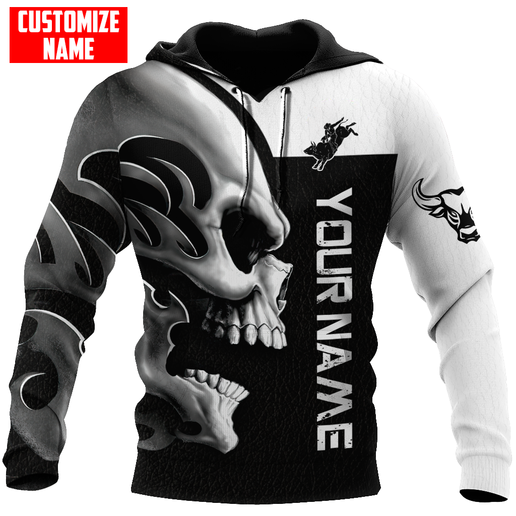 Personalized Name Rodeo Skull 3D All Over Printed Unisex Shirts Bull Riding