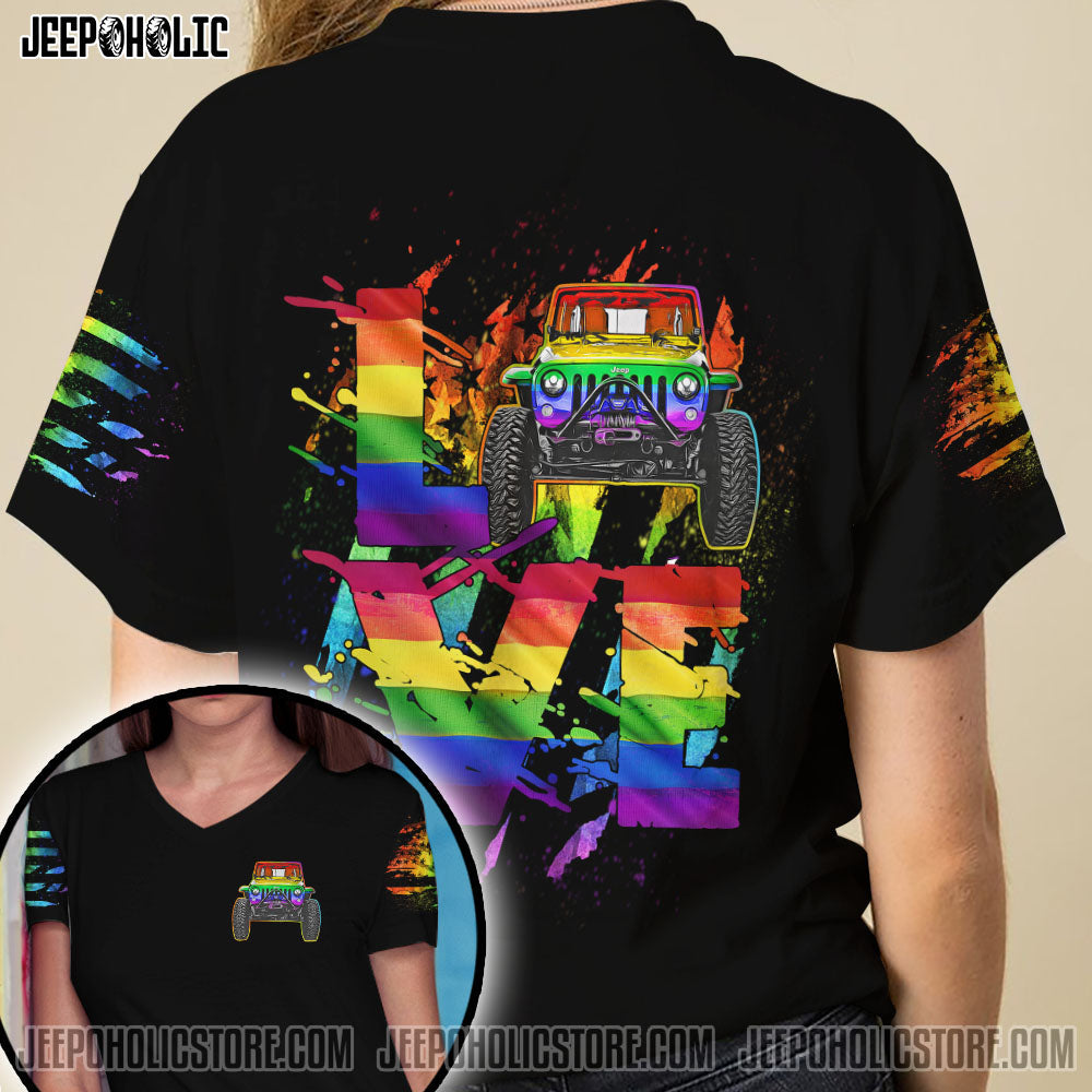 Jeep Love Rainbow Couple All Over Print