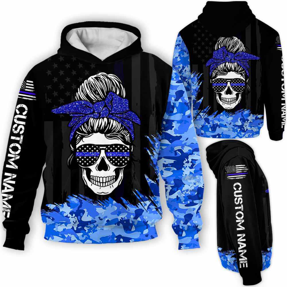 police-police-wife-mom-skull-custom-name-3d-hoodie