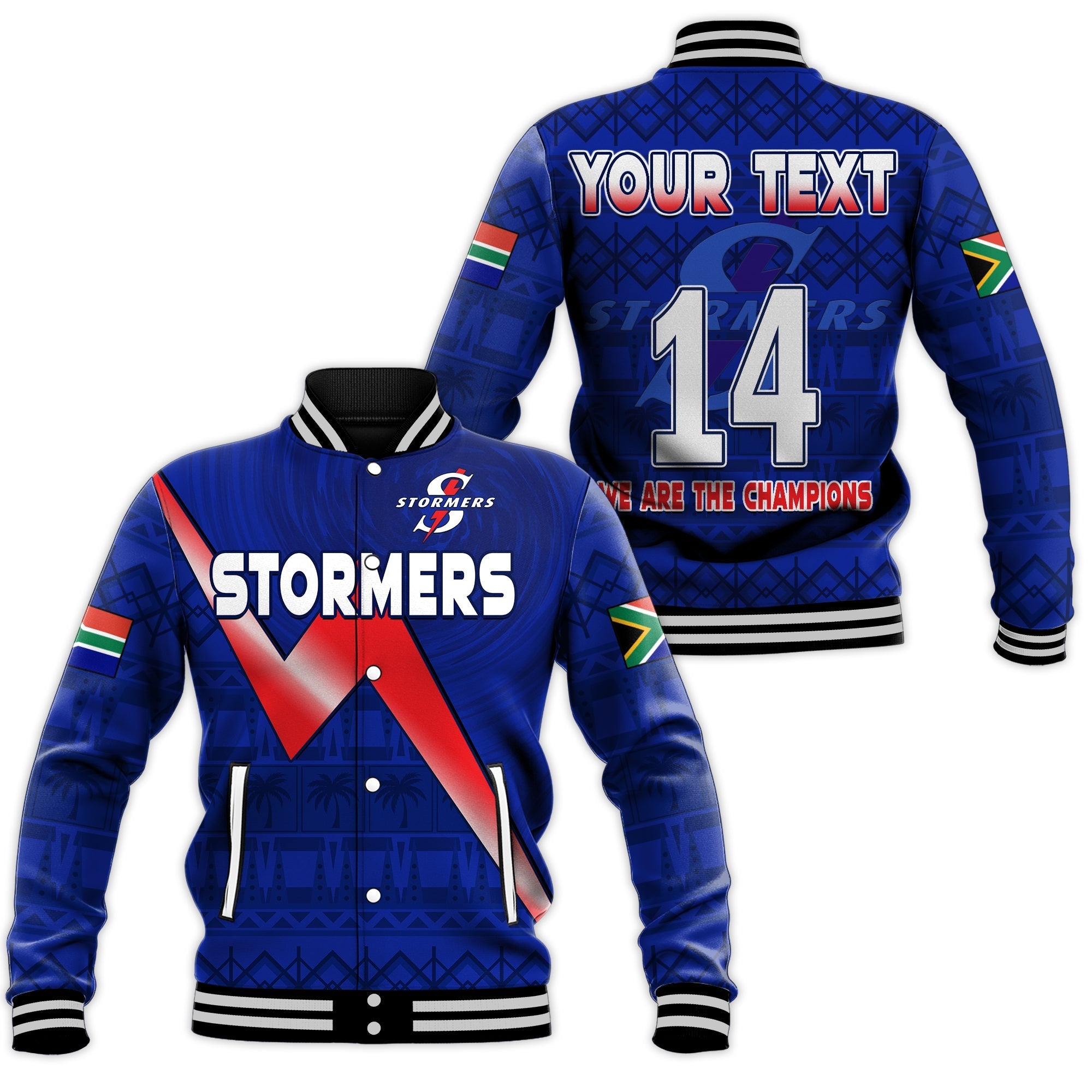 custom-text-and-number-stormers-south-africa-rugby-baseball-jacket-we-are-the-champions-urc-african-pattern