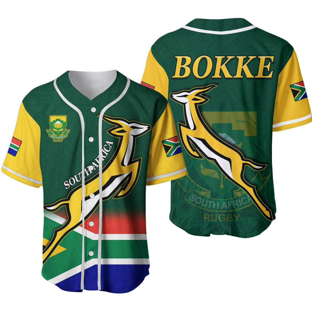 South Africa Rugby Baseball Jersey Springboks Champion Bokke African P ...