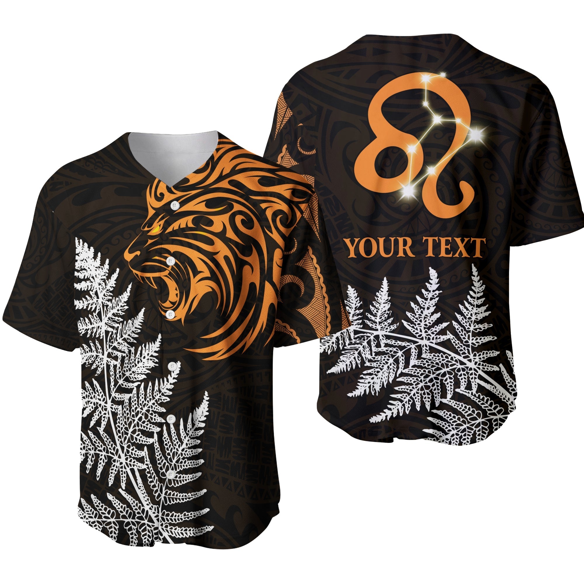 custom-personalised-leo-zodiac-style-maori-baseball-jersey-orange-lion-lt13