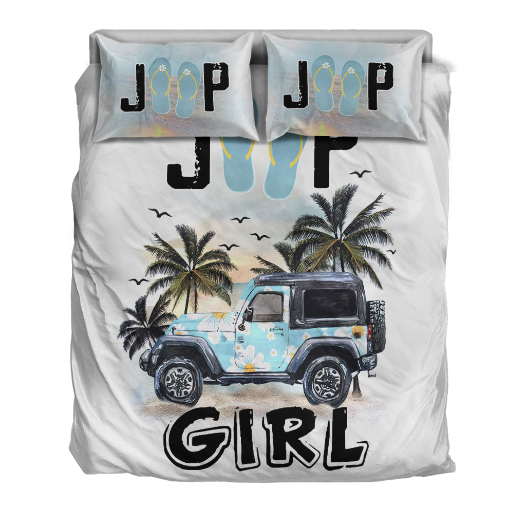 Jeep Girl Flower Flip Flops Bedding Set