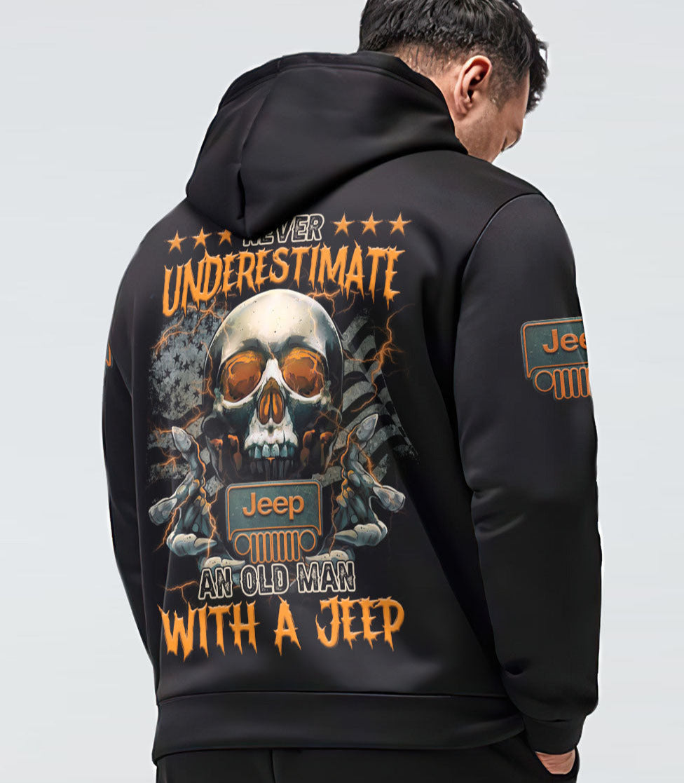 Never Underestimate An Old Man Jeep Hoodie Flag Skull