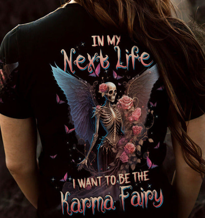 Karma Fairy Skull Skeleton Rose T-shirt