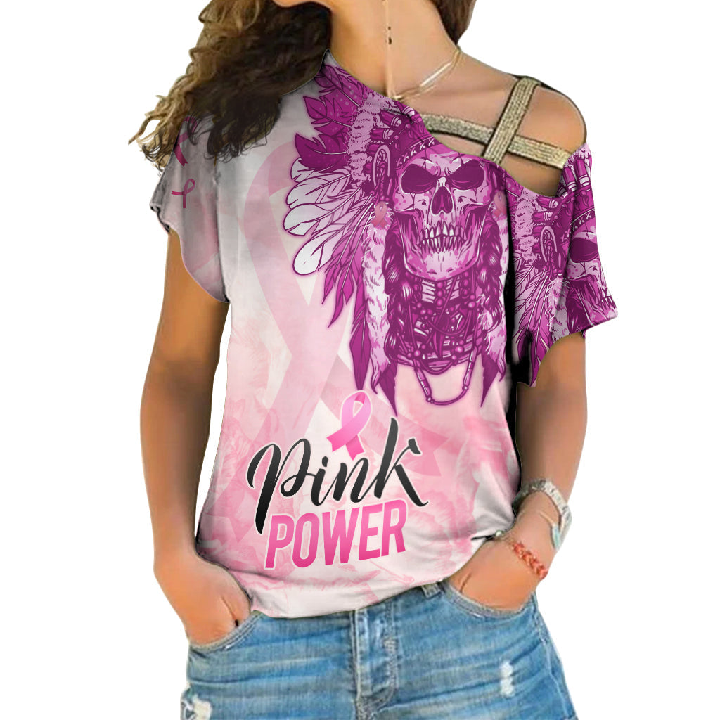 pink-power-breast-cancer-cross-shoulder-shirt-never-give-up-native-american-skull