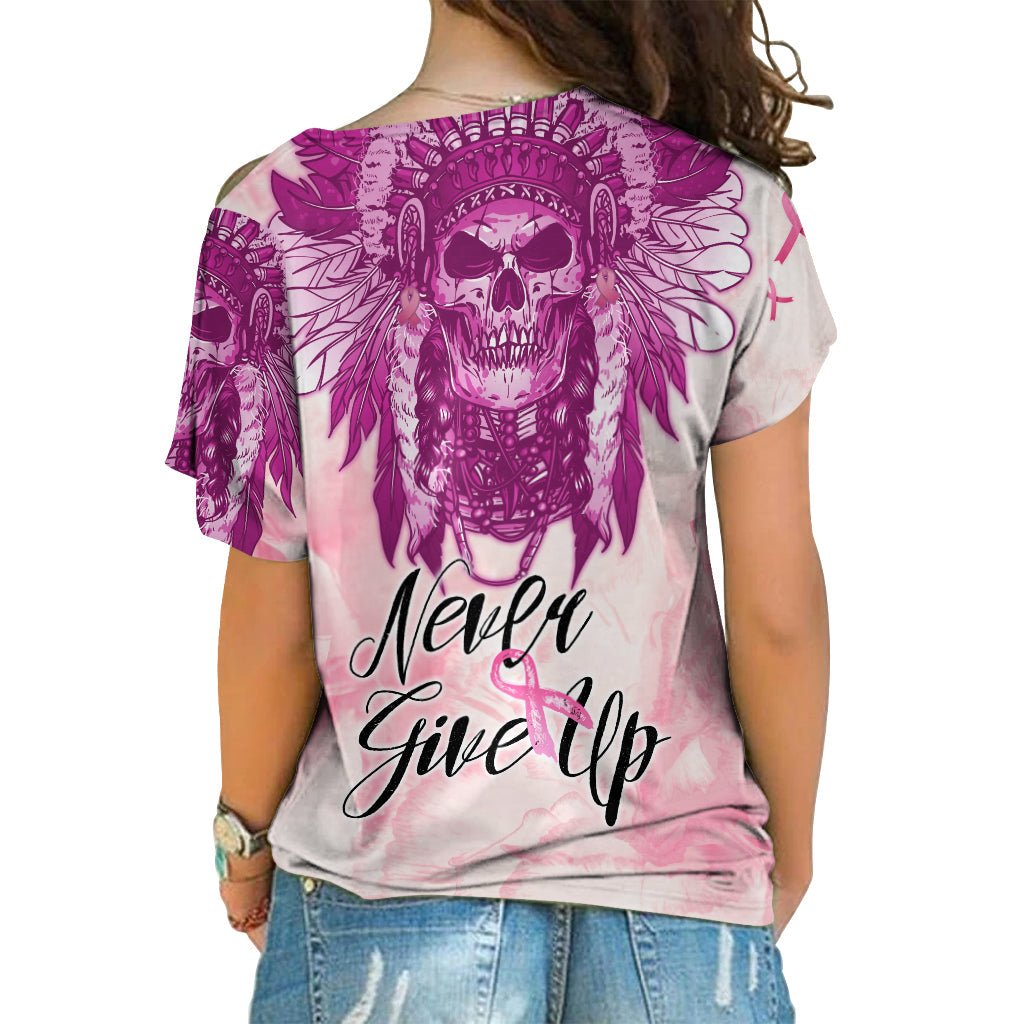 pink-power-breast-cancer-cross-shoulder-shirt-never-give-up-native-american-skull