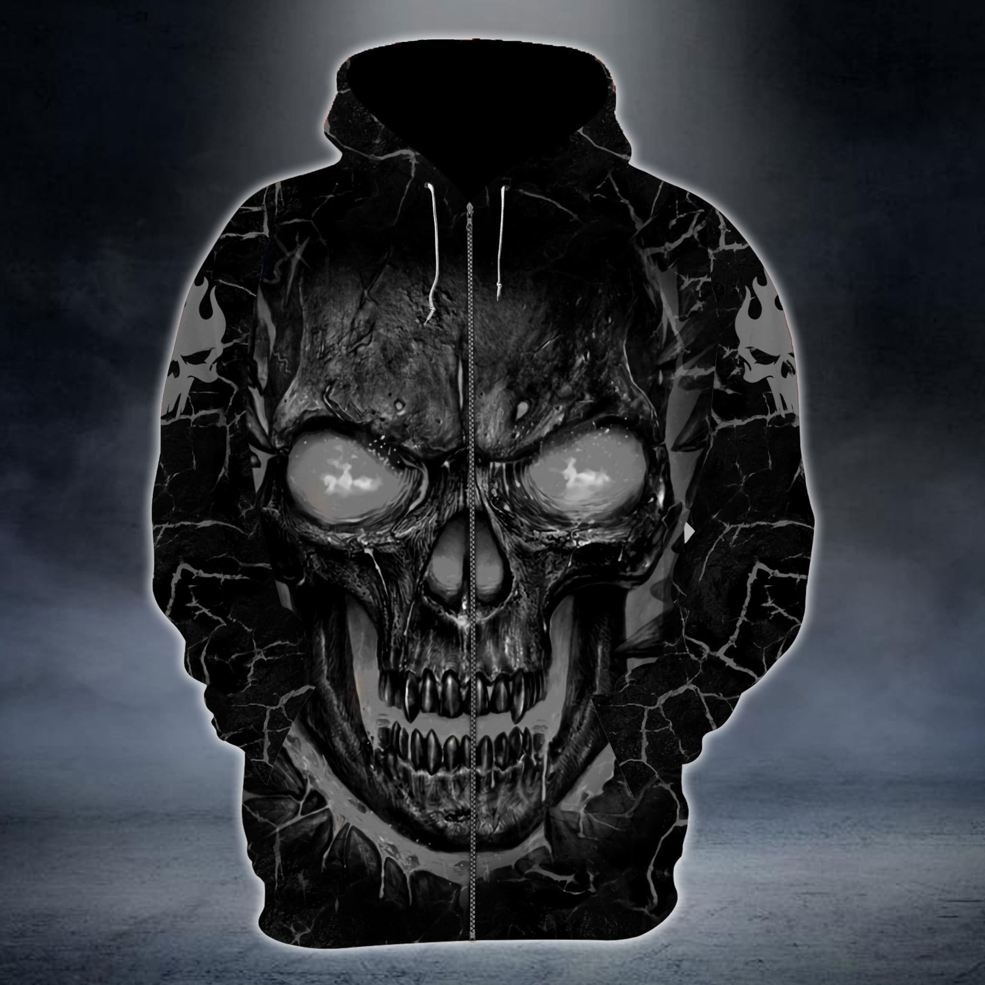 Premium Unique Lava Skull Zip Hoodies 3D Multicolor