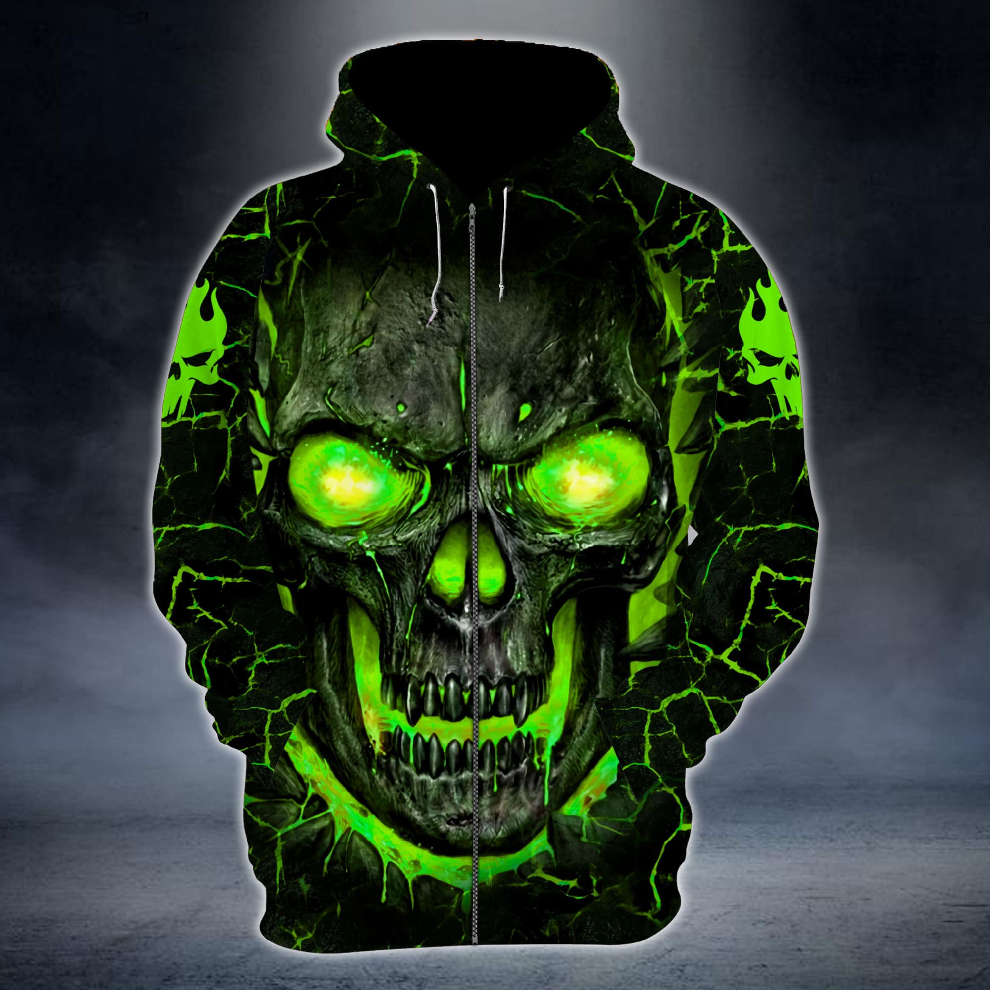 Premium Unique Lava Skull Zip Hoodies 3D Multicolor